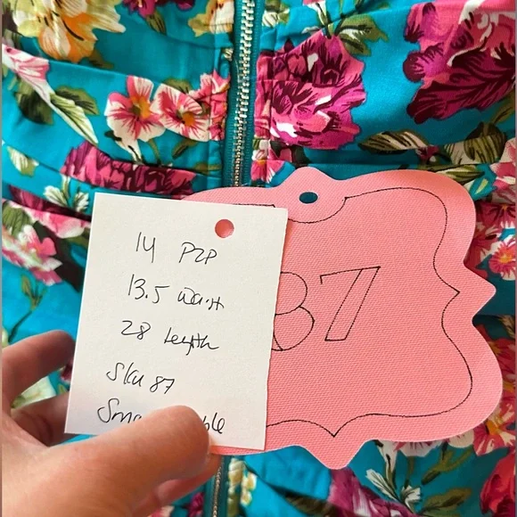 Mable, Blue Floral Rhode Sweetheart Mini Dress, Size S and m | 87 - Picture 4 of 6